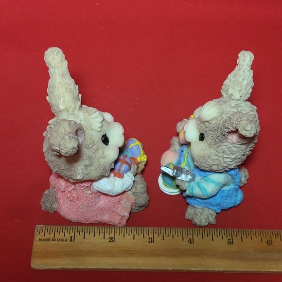 Ks Collection Sitting Happy Boy and Girl Bunny Rabbit Figurine - Picture 4 of 13